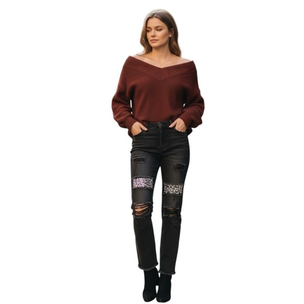 Banjara NWT Y2K‎ Studded Embellished Distressed Raw Hem Jeans 27x28 Rocker Chic